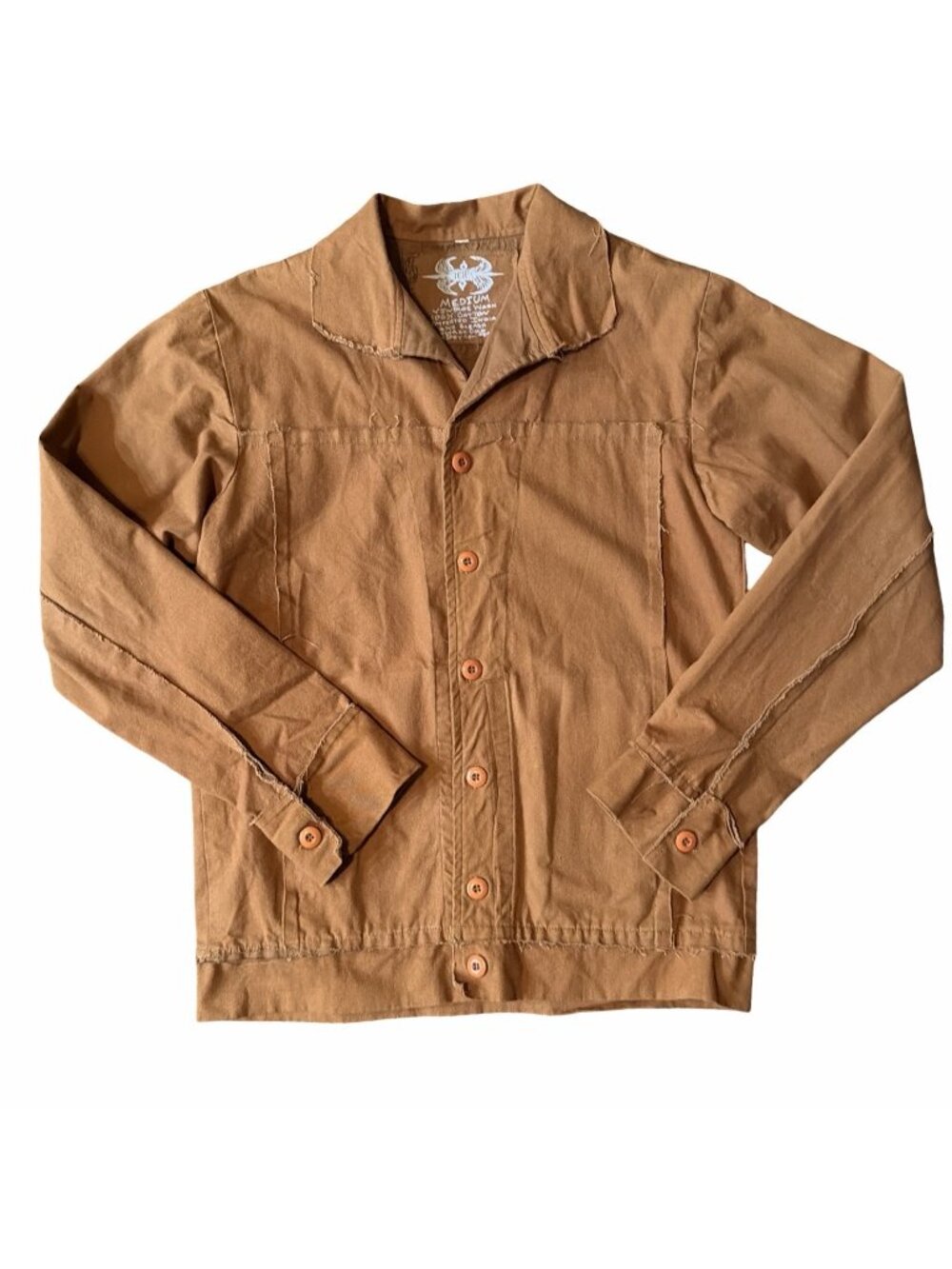 ICNYU Mens M Rare Vintage Wash Brown Cotton Chore Coat Deconstructed Patchwork